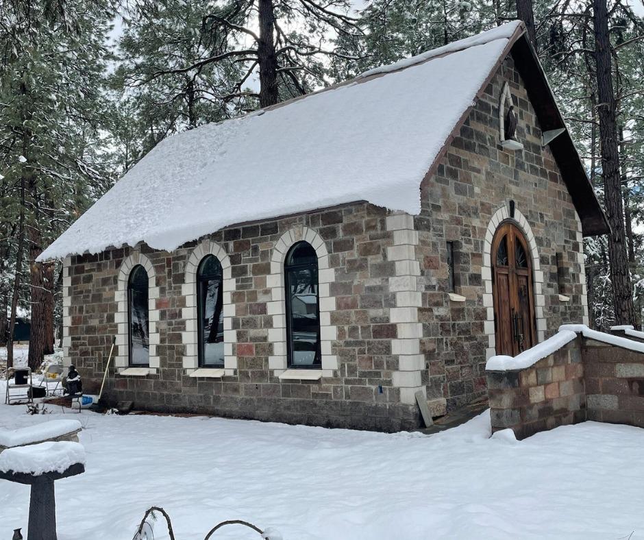 Church with snow on it