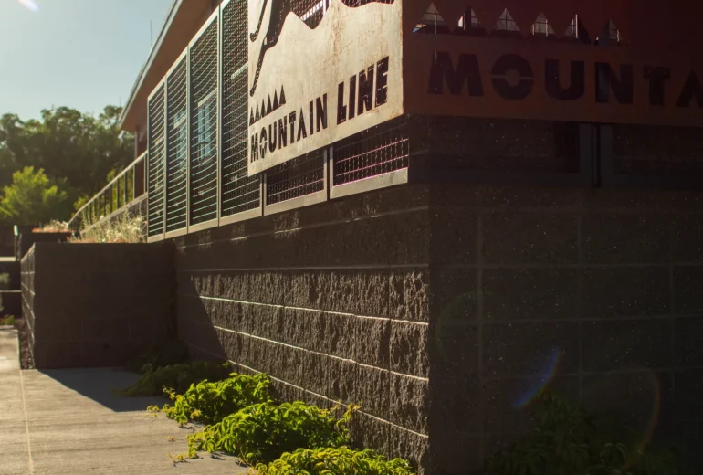 Mountain Line bus stop in Flagstaff, Arizona built with sustainable Block-Lite concrete blocks