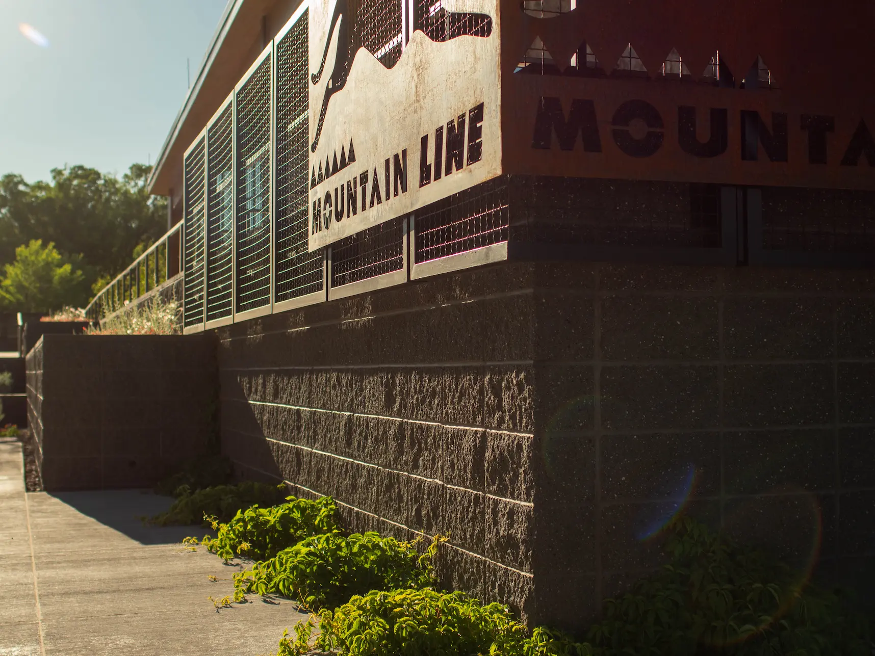 Mountain Line bus stop in Flagstaff, Arizona built with sustainable Block-Lite concrete blocks