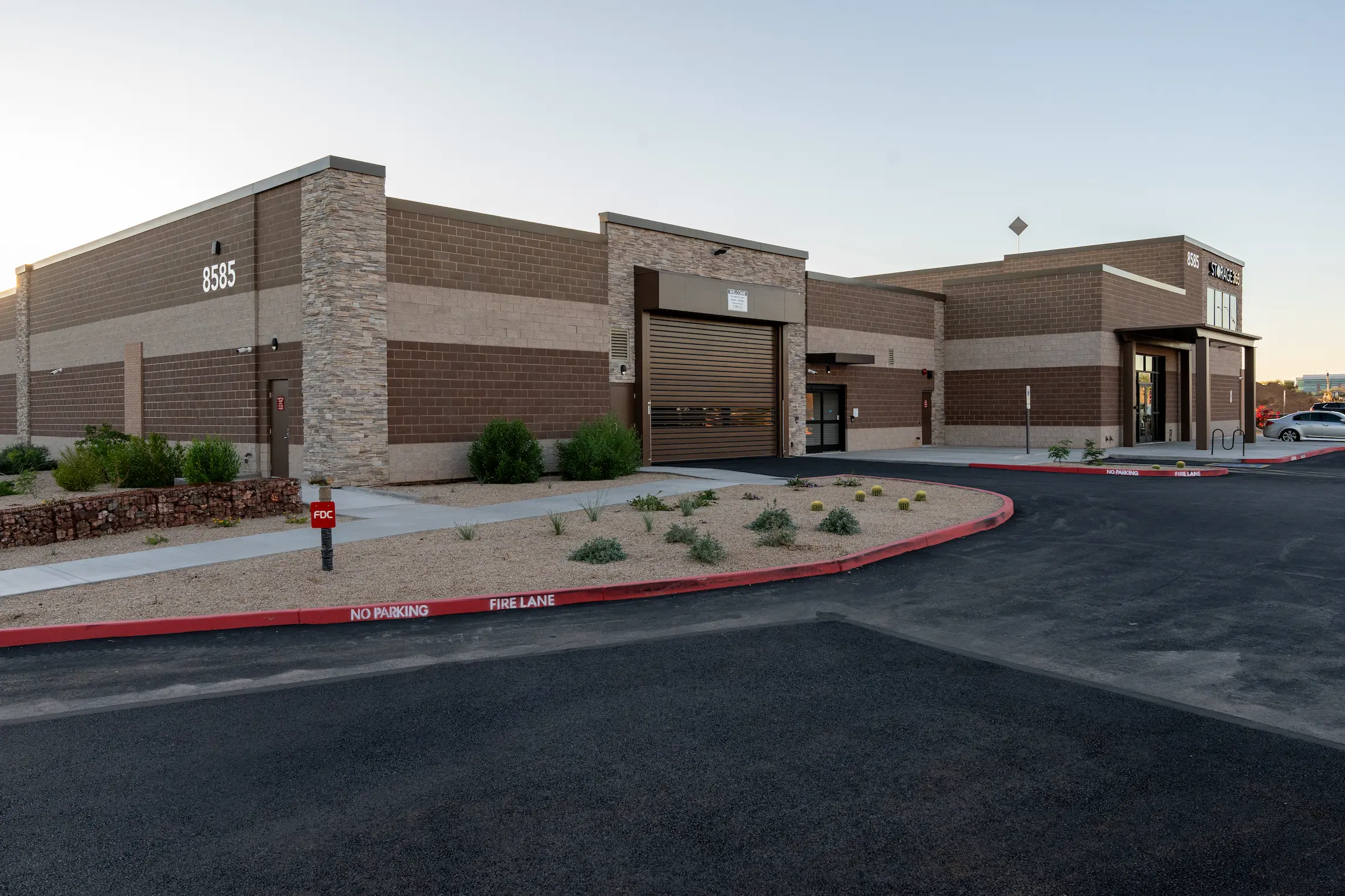 CMU commercial construction Scottsdale AZ — Storage 365 split-face and smooth-face concrete masonry exterior