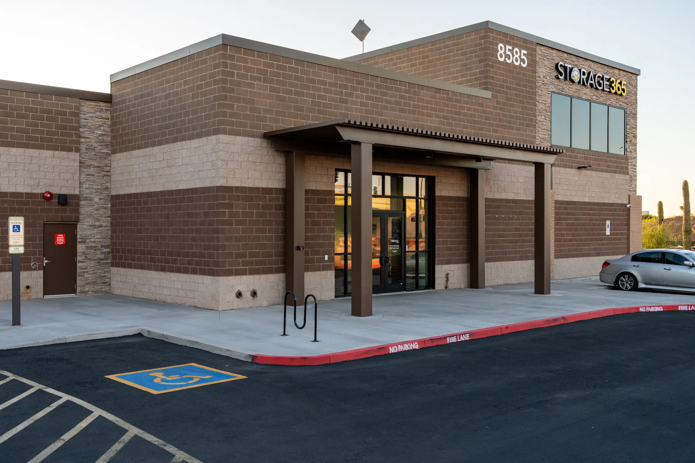 CMU commercial construction Scottsdale AZ — Storage 365 split-face and smooth-face concrete masonry exterior